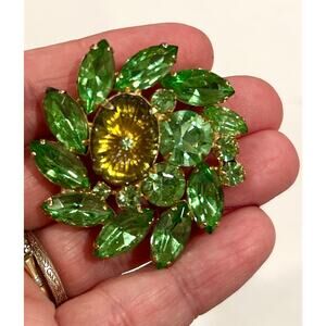 Vintage Glass Green Brooch